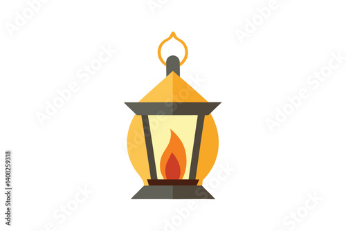 Simple flat vector drawing of a traditional flame lantern, isolated image