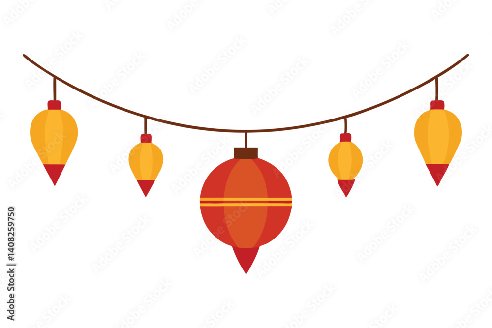 Decorative Asian string of lights, perfect for a celebration or holiday Decorative Asian string of lights, perfect for a celebration or holiday