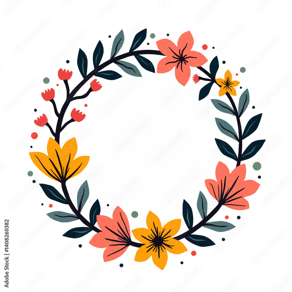 Obraz premium Flower wreaths vector illustration on a white background