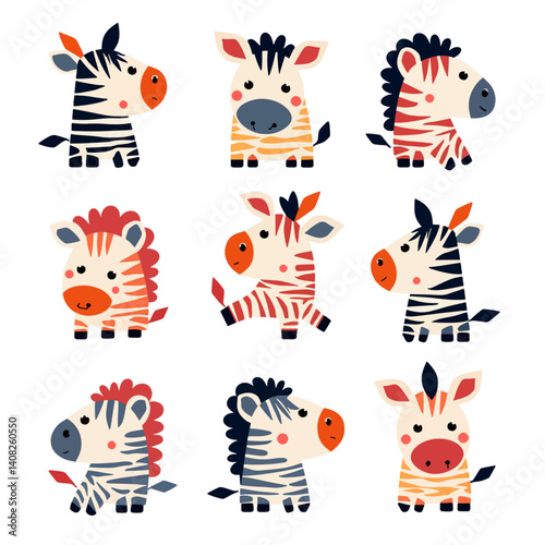 zebra cartoon set