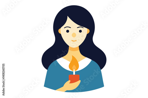 Illustration of a woman holding a candle, radiating warmth and light