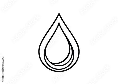 Water drop line art silhouette vector for nature, hydration, and environment themes
