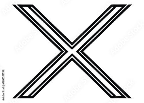 X mark line art silhouette vector for rejection, error, and cancel themes