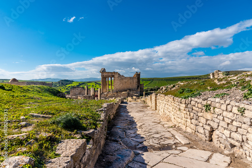 Obraz na płótnie Ruins of Roman temples in Dougga, Tunisia w salonie