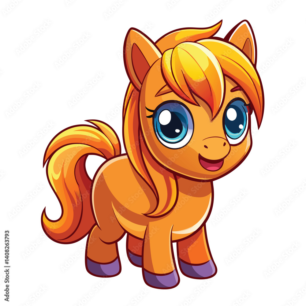 Fototapeta premium Cute orange pony with big eyes