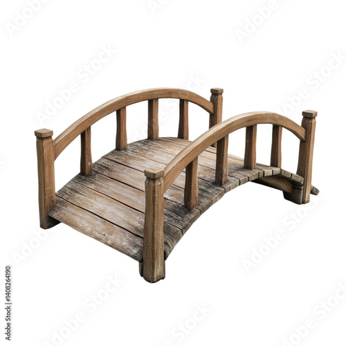 Wallpaper Mural Wooden arched bridge with railings isolated on black background a rustic design element Torontodigital.ca