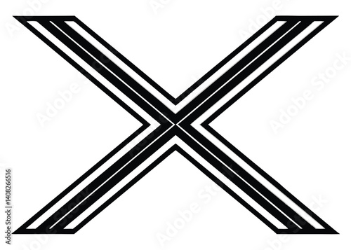 X mark line art silhouette vector for rejection, error, and cancel themes