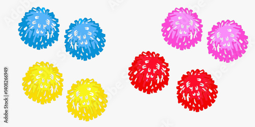 Set of multicolored pom-poms vector.
