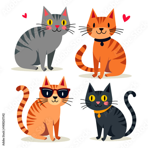 Set of funny cats
