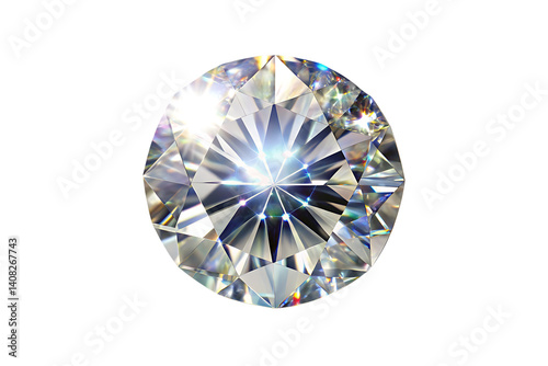 SunflowSparkling light round brilliant cut diamond with shadow and glowing lens flares isolated on white backgrounder flower isolated on white background PNG photo