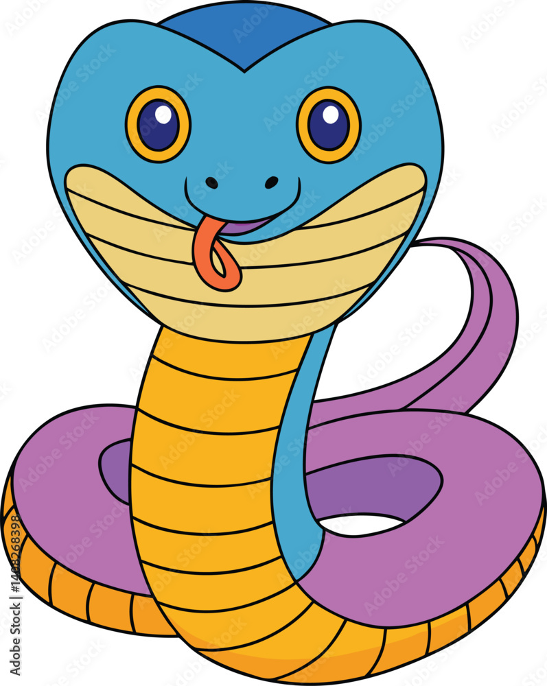 Fototapeta premium Cute Cartoon Snake Illustration - Playful Reptile Character