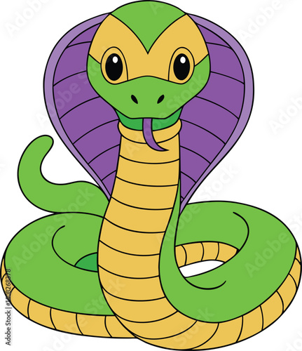 Cute Cartoon Cobra Illustration - Playful Reptile Character