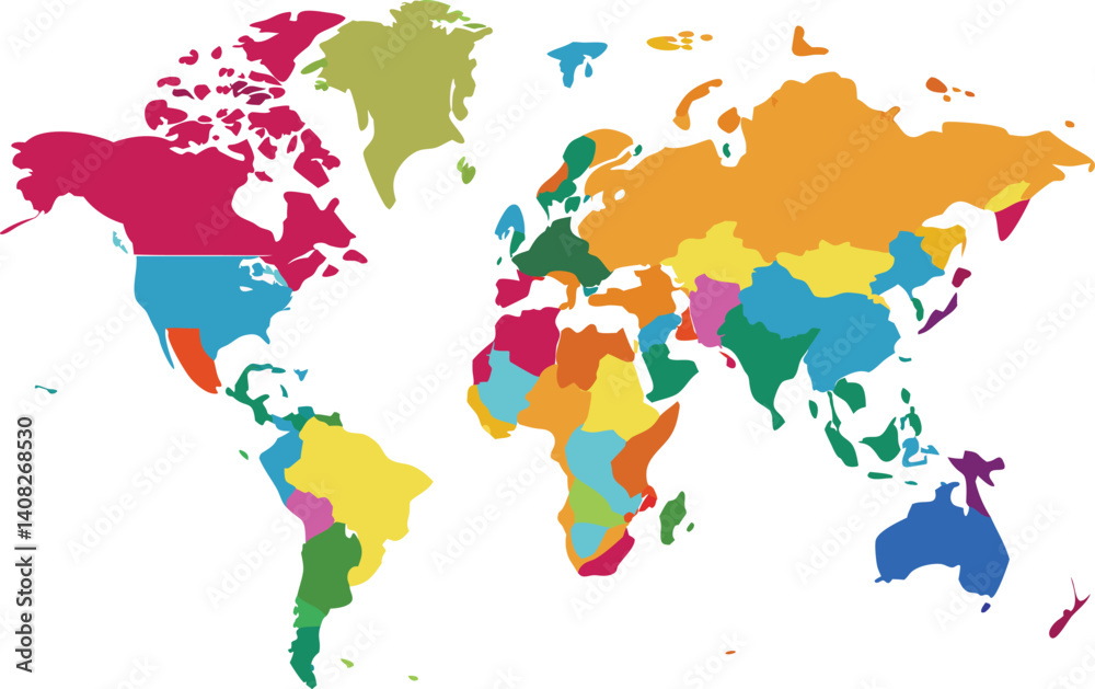 Fototapeta World map with countries