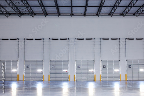 Photography interior truck loading docks in warehouse