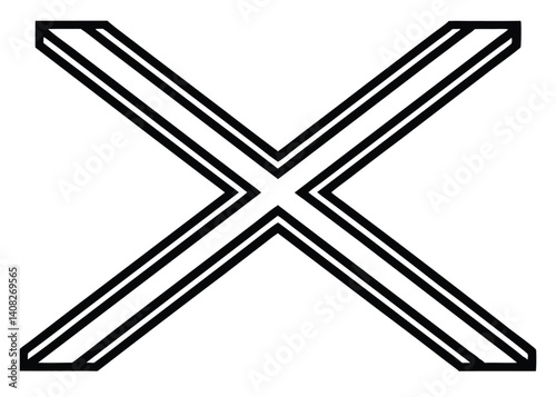 X mark line art silhouette vector for rejection, error, and cancel themes