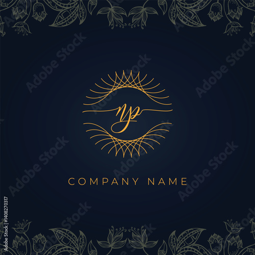 Elegant luxury letter NP logo.