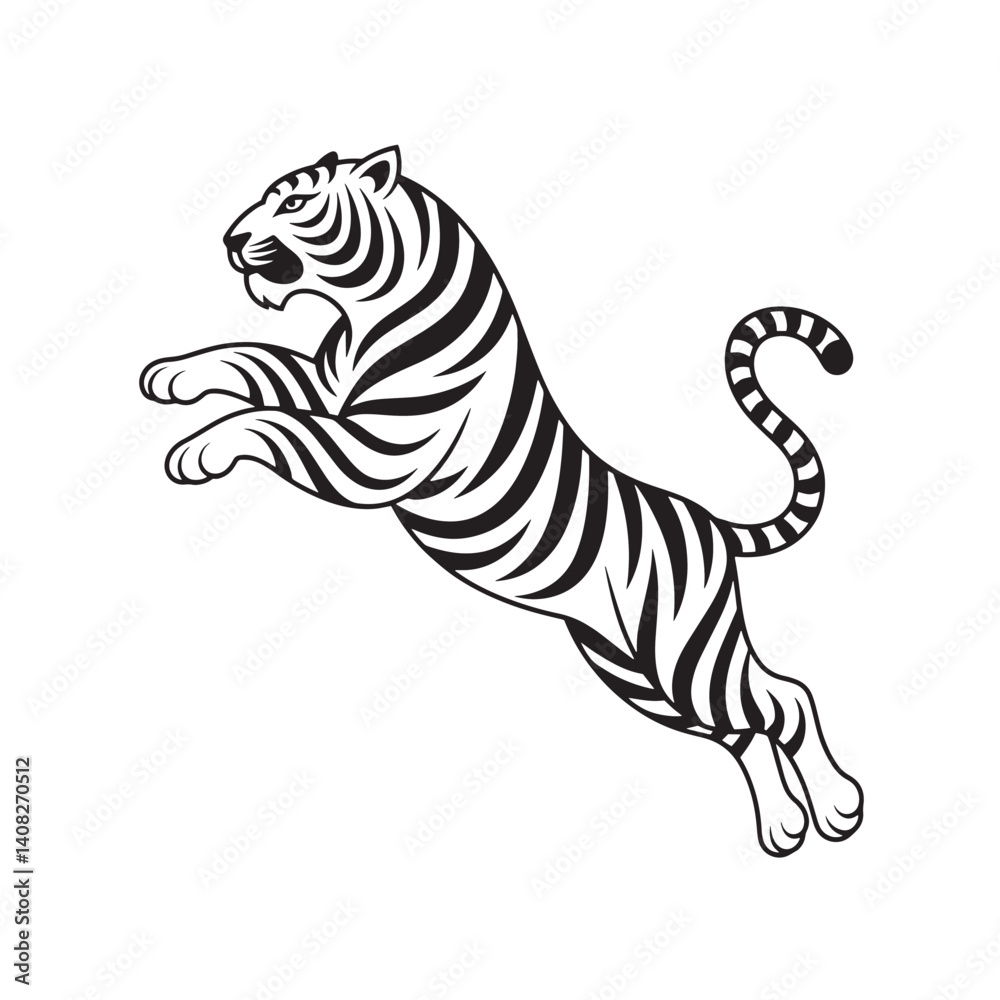 Tribal Tiger Jump Silhouette – Wild Animal Vector Tattoo Design Tribal Tiger Jump Silhouette – Wild Animal Vector Tattoo Design