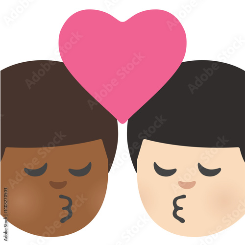 Couple Kiss: Man-Man Heart
