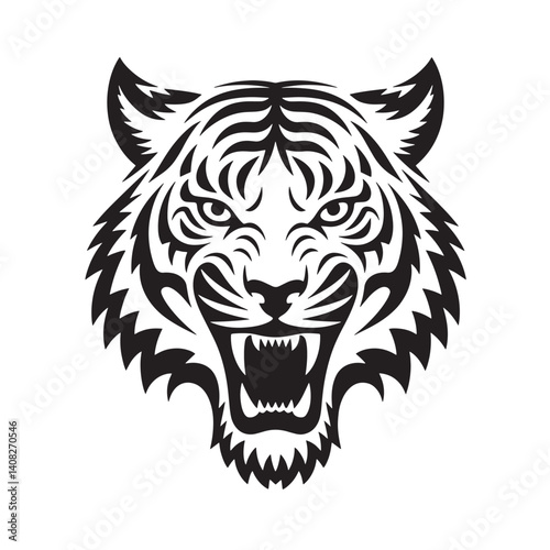Minimalist Tiger Head Silhouette – Modern Jungle Animal Artwork