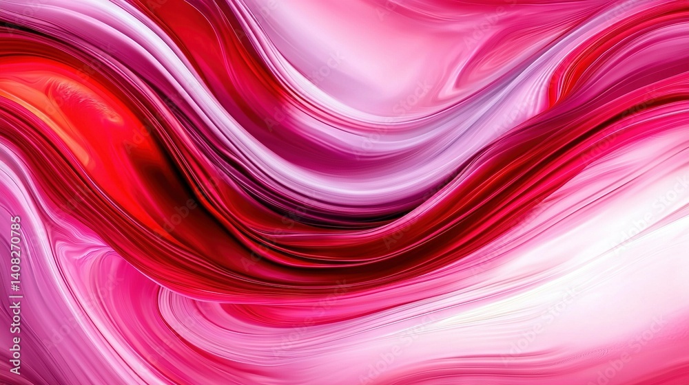Fototapeta premium Close-up view of a red-pink abstract pattern with waves on the lower edge