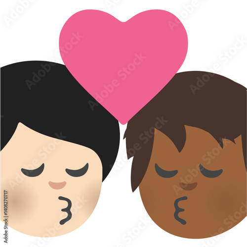 Couple Kiss: light Woman, medium Dark-Skinned Man, Heart

