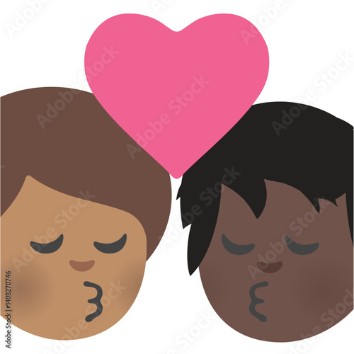 Couple Kiss: medium Woman, Dark-Skinned Man, Heart
