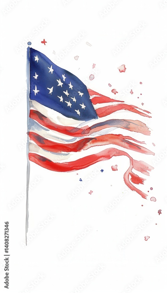 Minimalist American Flag Greeting Card Design for Patriotic Occasions and Celebrations