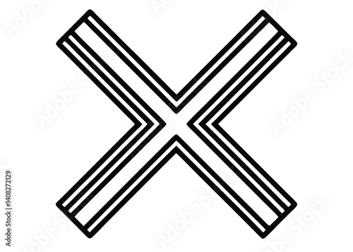 X mark line art silhouette vector for rejection, error, and cancel themes