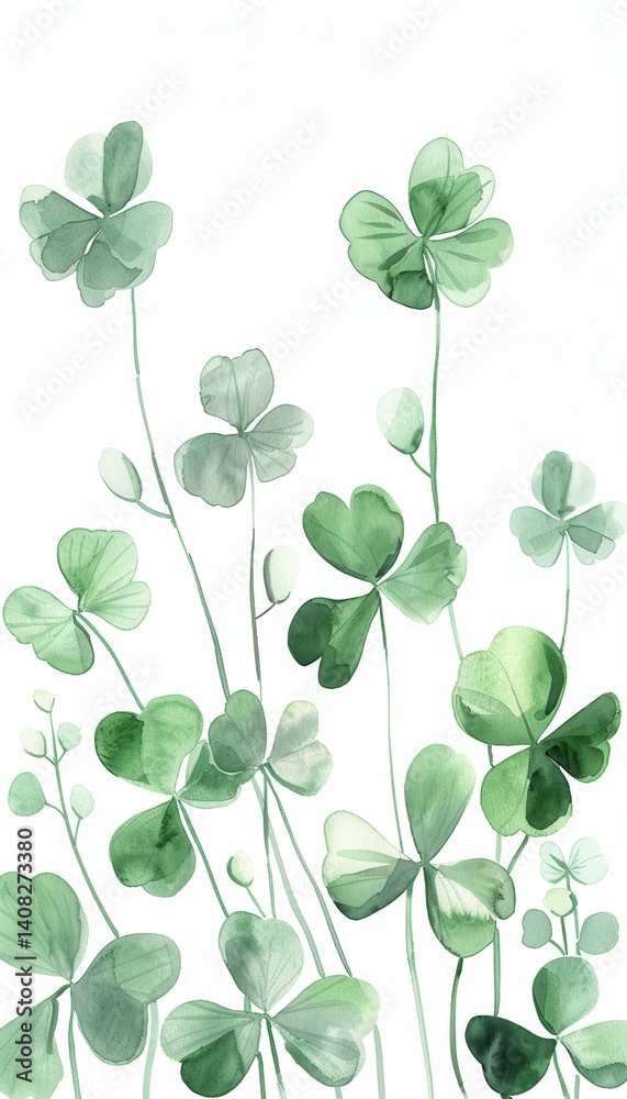 Minimalist Watercolor Clover Border for Elegant St. Patricks Day Designs