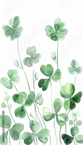 Minimalist Watercolor Clover Border for Elegant St. Patricks Day Designs