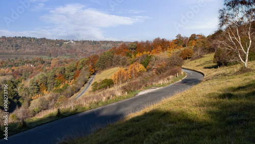 Famous Box Hill climb switch back bend in Surrey Hills close to Dorking
