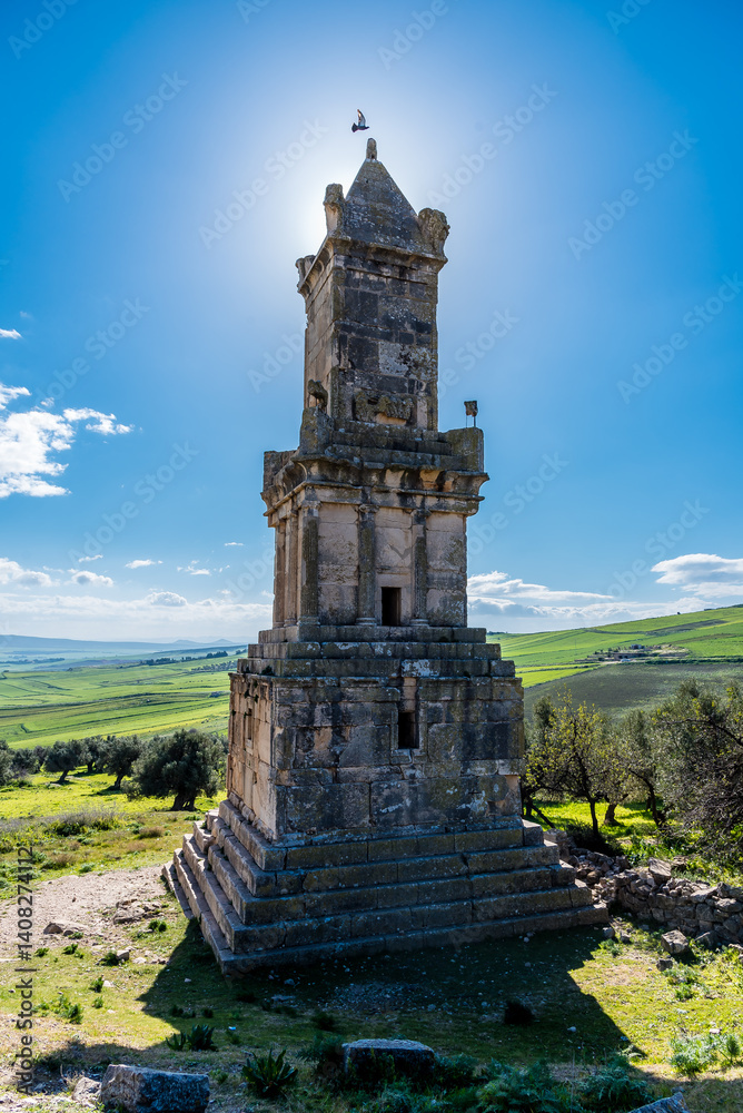 Ruins of Roman temples in Dougga, Tunisia