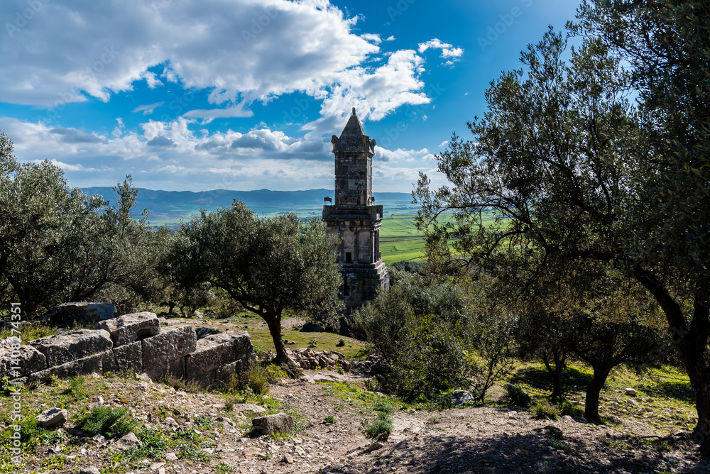 Ruins of Roman temples in Dougga, Tunisia