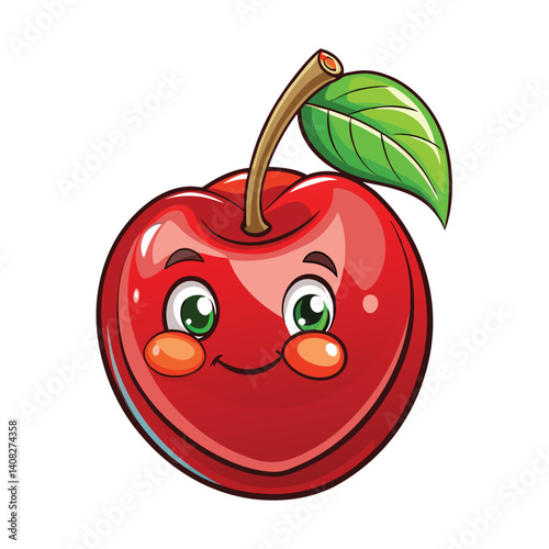Cute cherry with a happy face