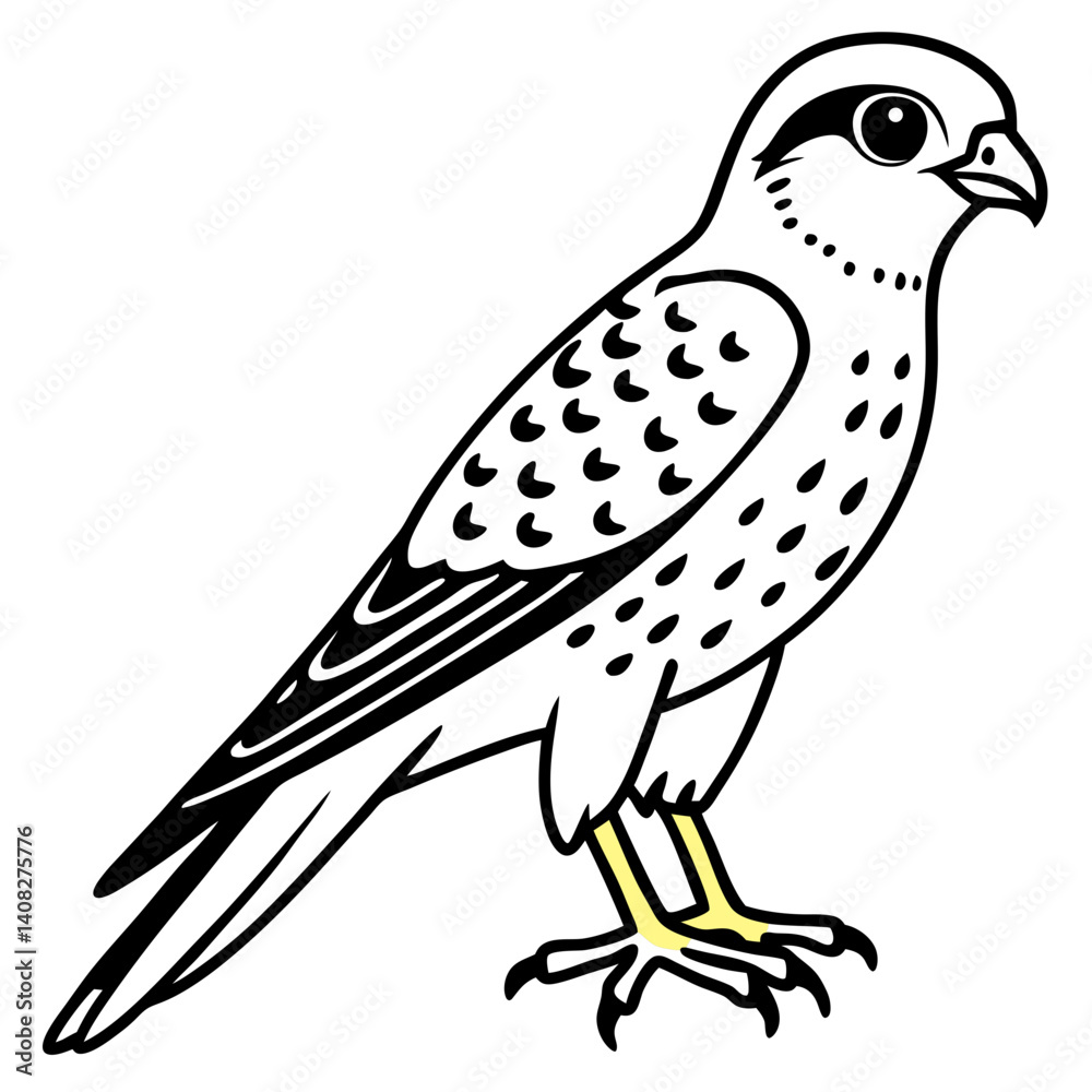 Fototapeta premium Minimal American Kestrel Vector Illustration on White Background