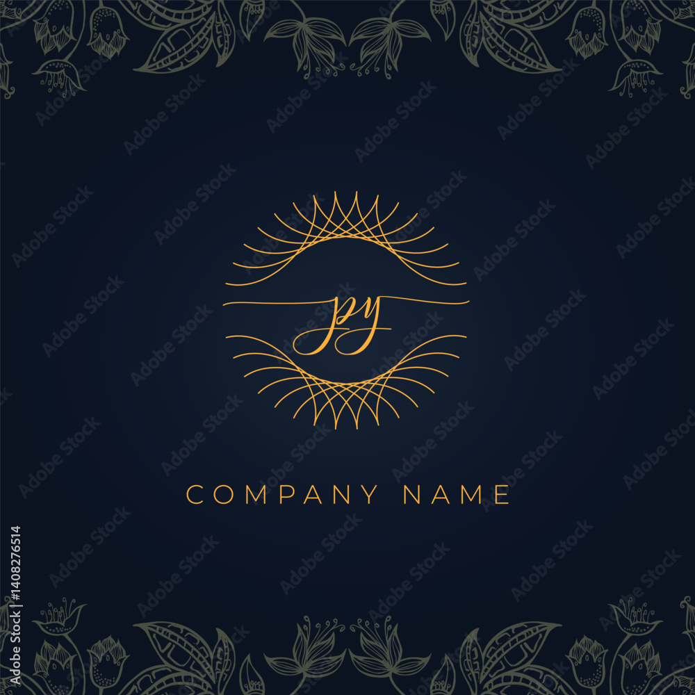 Obraz premium Elegant luxury letter PY logo.