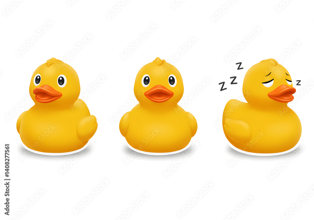 Rubber ducks with various facial expressions. Rubber ducks with various facial expressions.