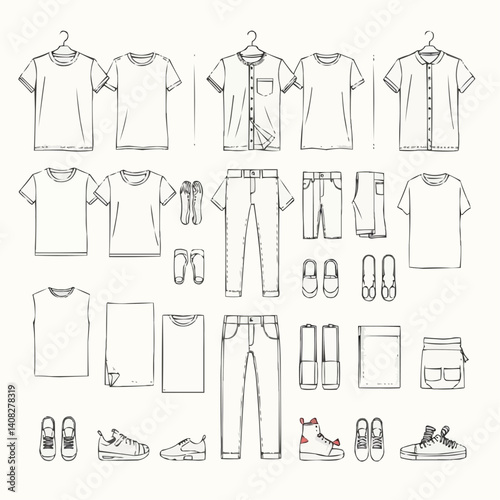Minimalist Clothing and Footwear Icon Set - Black and White Fashion Symbols for Design Projects