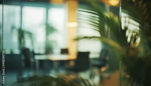 Wallpaper Mural Abstract Blurred Office Interior with Plants Torontodigital.ca