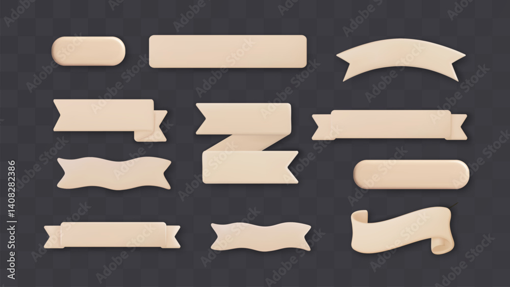 3d Ribbon Banner Text Box Plastic Title Strip Badge Curve Label Vector Design Set Tag Frame 3d Ribbon Banner Text Box Plastic Title Strip Badge Curve Label Vector Design Set Tag Frame
