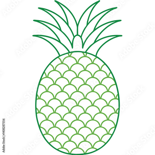 Pineapple Fruit Line Art Vector for Kids Hand Drawing and Learning ? Simple Tropical Fruit Outline Illustration (3).eps