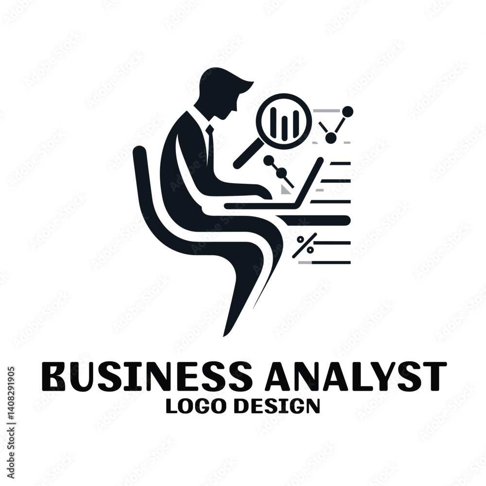 Naklejka premium Business Analyst Vector Logo Design