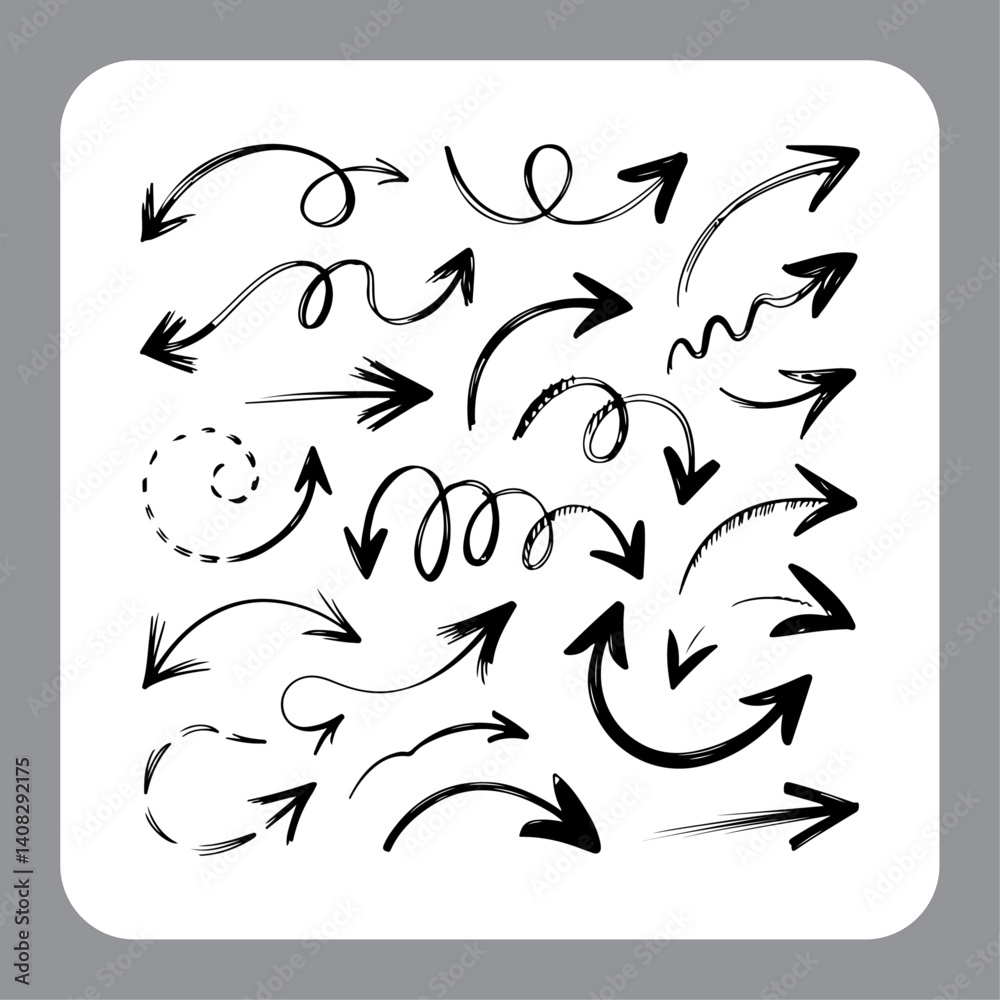 Obraz premium Brush Stroke Arrow Icons Isolated
