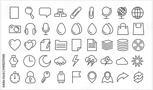 Photos Outline set icon isolated Cartoon clipart Vector stock illustration