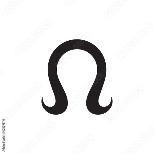 Simple and Elegant Black Omega Symbol.A clean, bold graphic of the uppercase Greek letter Omega.