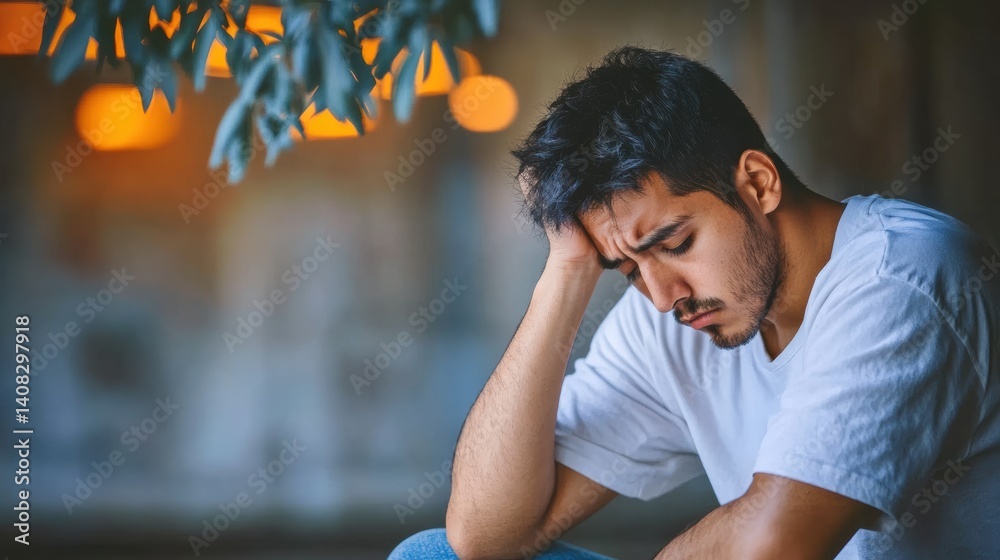 Young man suffering from drug addiction withdrawal symptoms