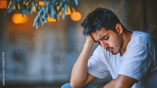 Obraz na płótnie Young man suffering from drug addiction withdrawal symptoms w salonie