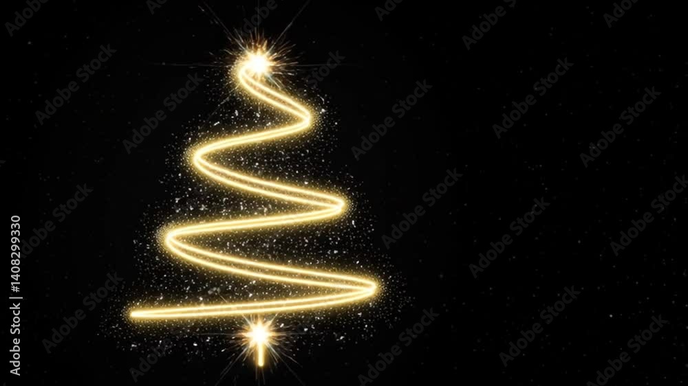 Glowing Christmas tree on black background, creative design