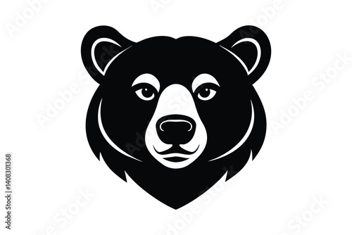 Bear Head Silhouette Black Vector Art Illustration