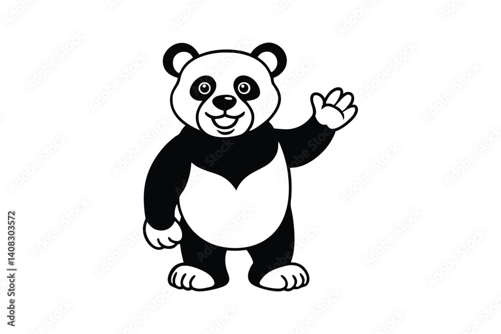 Black and white silhouette art illustration of a cartoon bear cub waving its paw.eps Black and white silhouette art illustration of a cartoon bear cub waving its paw.eps